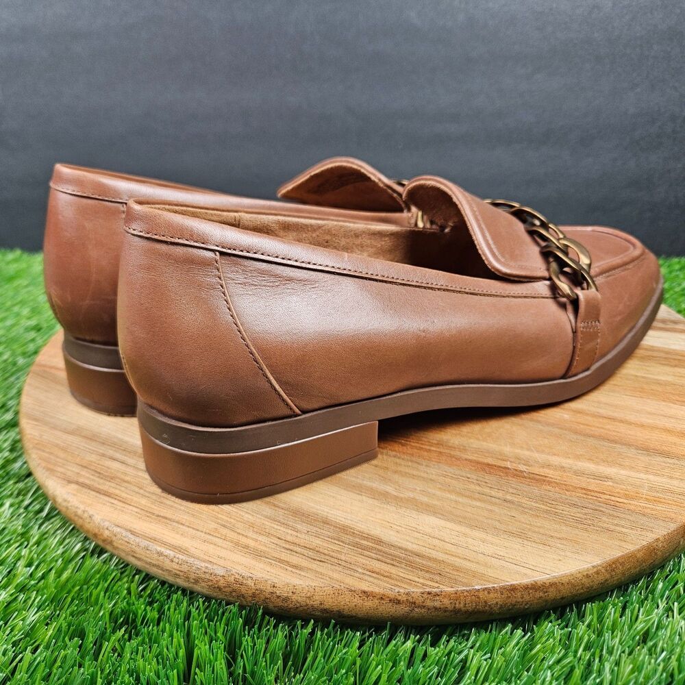 Vionic Mizelle Shoes Womens Size 10 Brown Chain Loafer Leather Comfort Slip On - Picture 2 of 13